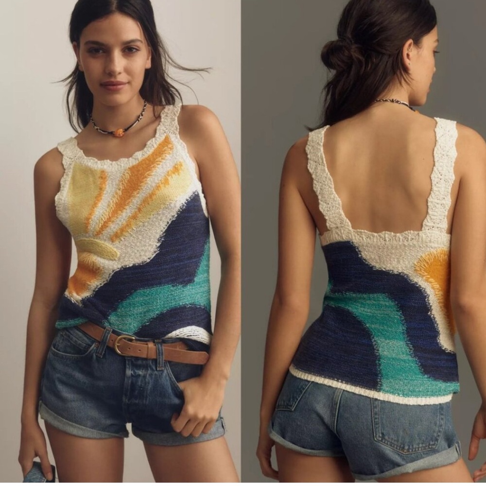 Pilcro Sunrise Knit Sweater Tank Top Size Medium